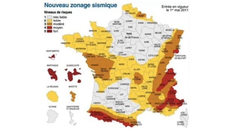 Construction / Séisme : Une nouvelle carte du zonage sismique en vigueur en France le 1er mai